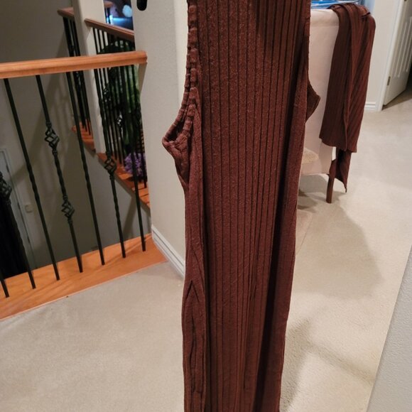 2 Piece Brown Cardigan Dress Set - Picture 3 of 4
